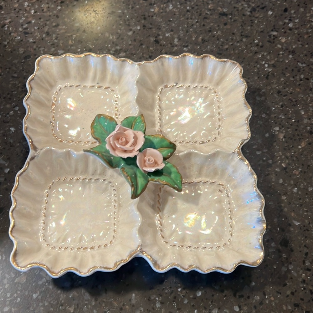 Indiana glass clear diamond point dish.